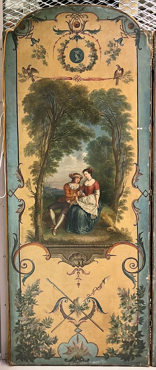 The Four Seasons, After a composition by Antoine Watteau (French, Valenciennes 1684–1721 Nogent-sur-Marne) engraved by Boucher, Canvas, painted in oil, with damask backing, French