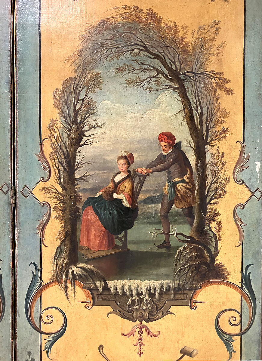 The Four Seasons, After a composition by Antoine Watteau (French, Valenciennes 1684–1721 Nogent-sur-Marne) engraved by Boucher, Canvas, painted in oil, with damask backing, French