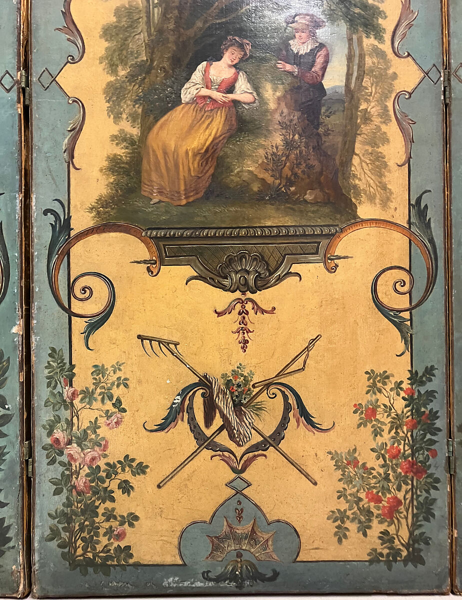 The Four Seasons, After a composition by Antoine Watteau (French, Valenciennes 1684–1721 Nogent-sur-Marne) engraved by Boucher, Canvas, painted in oil, with damask backing, French