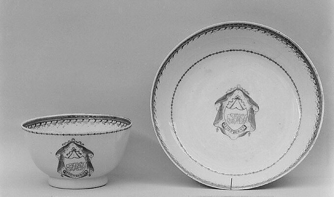 Cup and saucer, Hard-paste porcelain, Chinese, probably for British market 