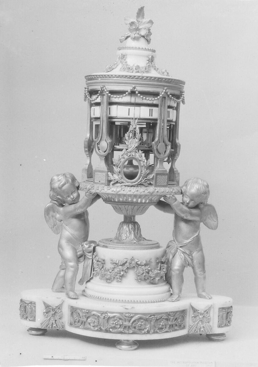 Clock, Gilt bronze, marble, French 