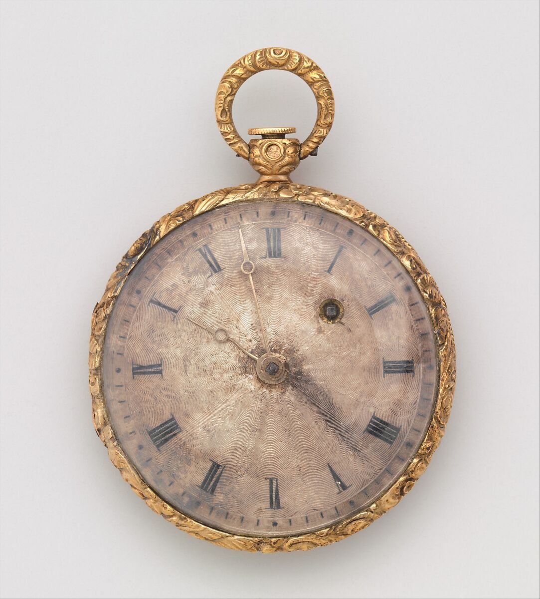 Watch, Case of gold and enamel, with floral design; jeweled movement, with cylinder escapement, French, Lyon