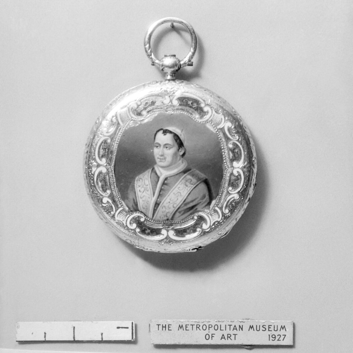 Watch with enamel portrait of Pope Pius VII (1742–1823), Watchmaker: Vaucher neveu, Gold, enamel, jewels, probably Swiss 