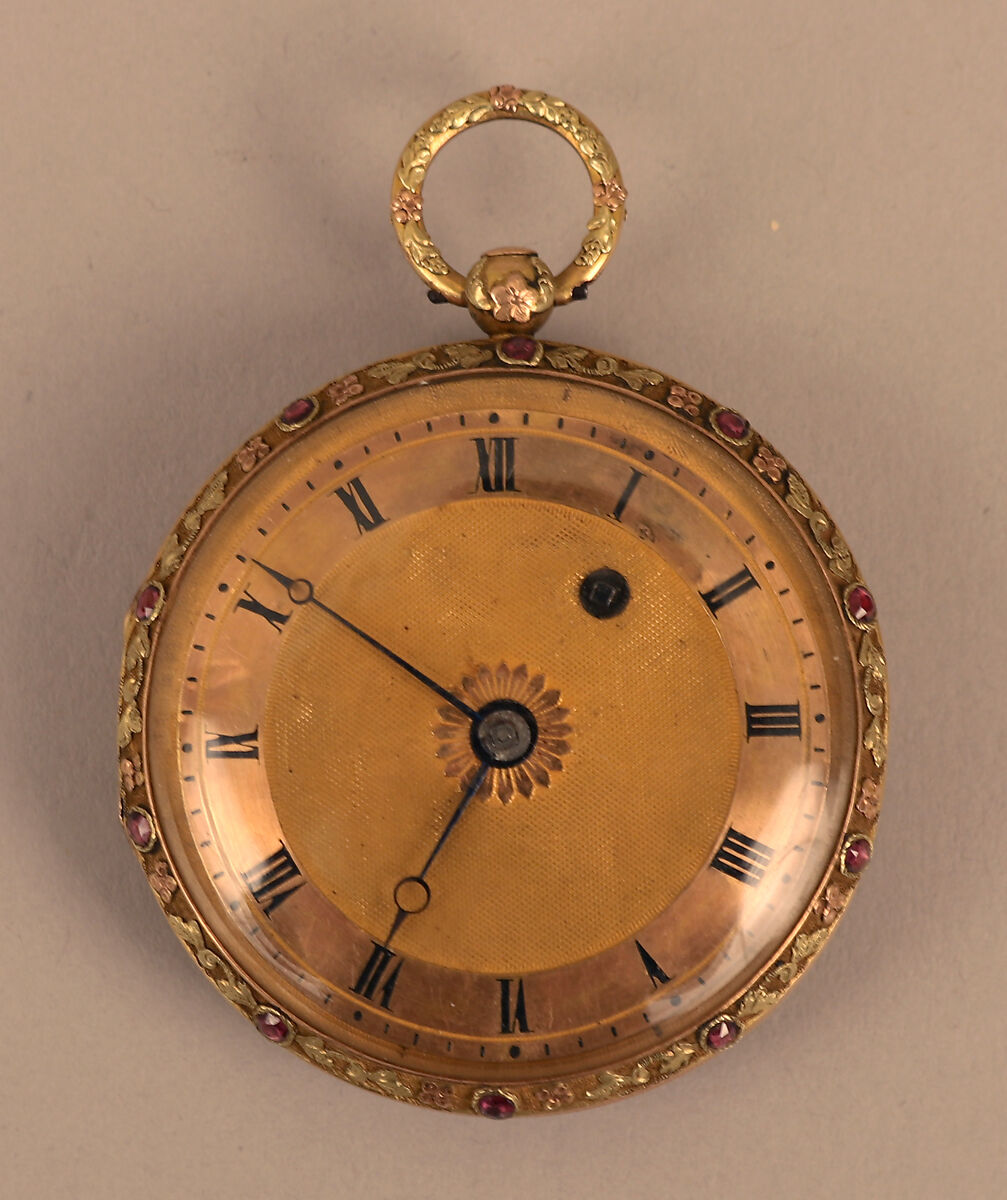 Watch, Watchmaker: Henri Maillardet (Swiss, working London, Meyriez 1745–1830 Malines), Gold, steel, garnets, probably Swiss