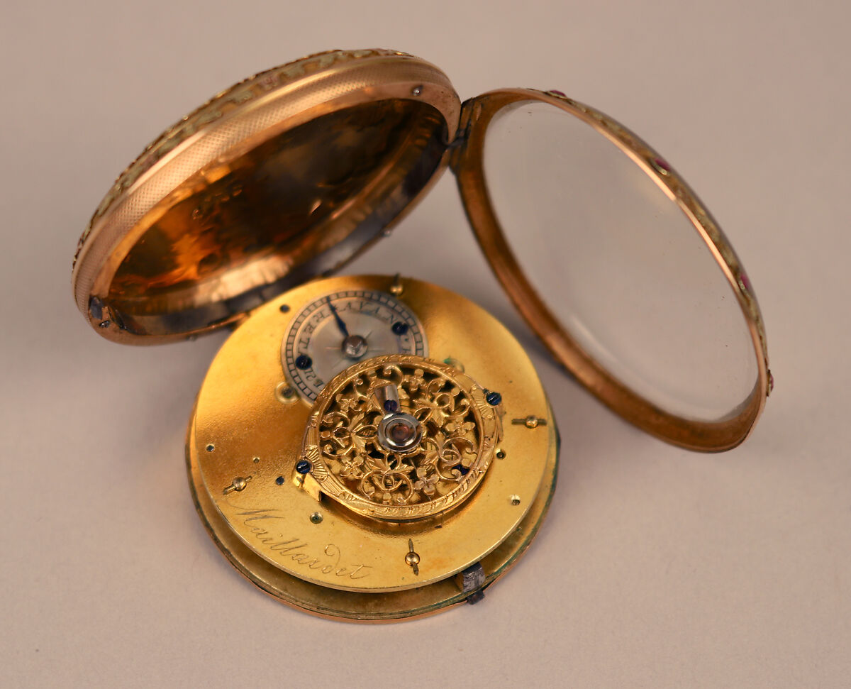 Watch, Watchmaker: Henri Maillardet (Swiss, working London, Meyriez 1745–1830 Malines), Gold, steel, garnets, probably Swiss