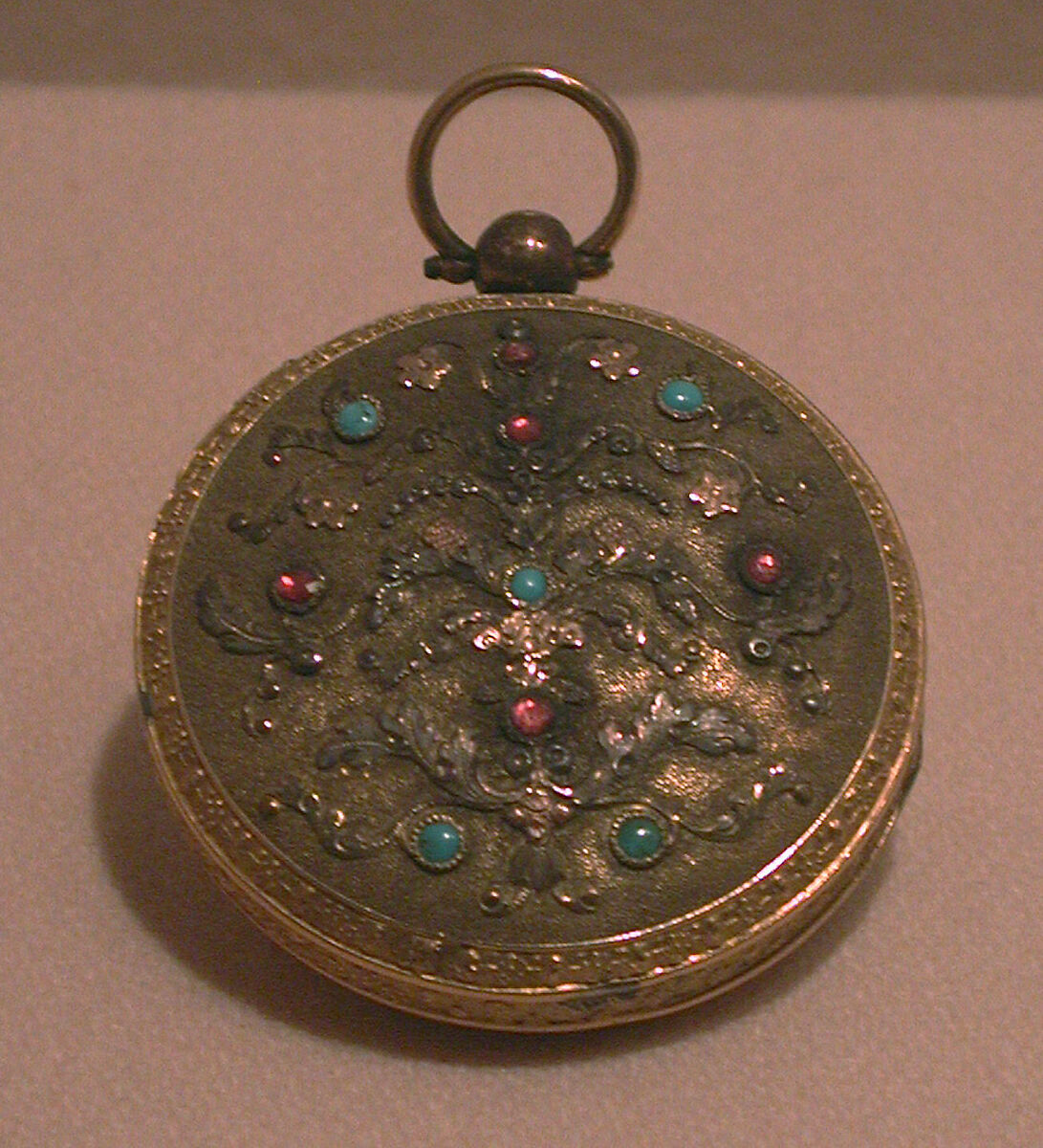 Watch, Watchmaker: Firm of Esquivillon Frères (recorded ca. 1800), Gold, jewels (turquoises and garnets?), enamel, steel, Swiss, Geneva 