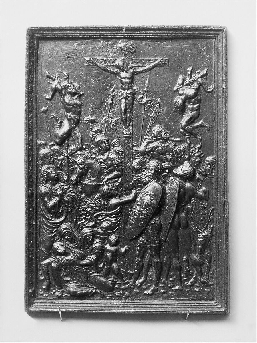The Crucifixion, Moderno (Galeazzo Mondella) (Italian, Verona 1467–1528 Verona), Bronze, Italian, Verona 