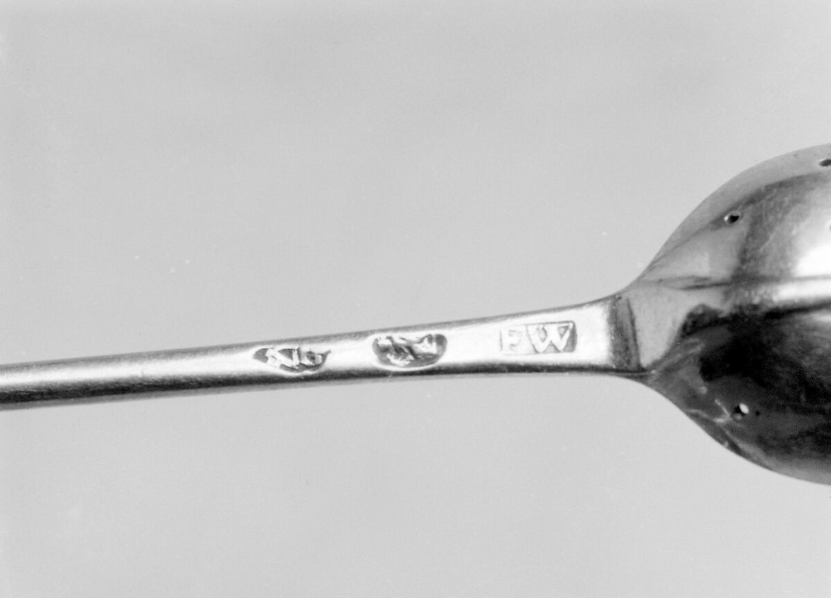 Strainer spoon (part of a set), Possibly by Francis Williamson, Gold, Irish, Dublin