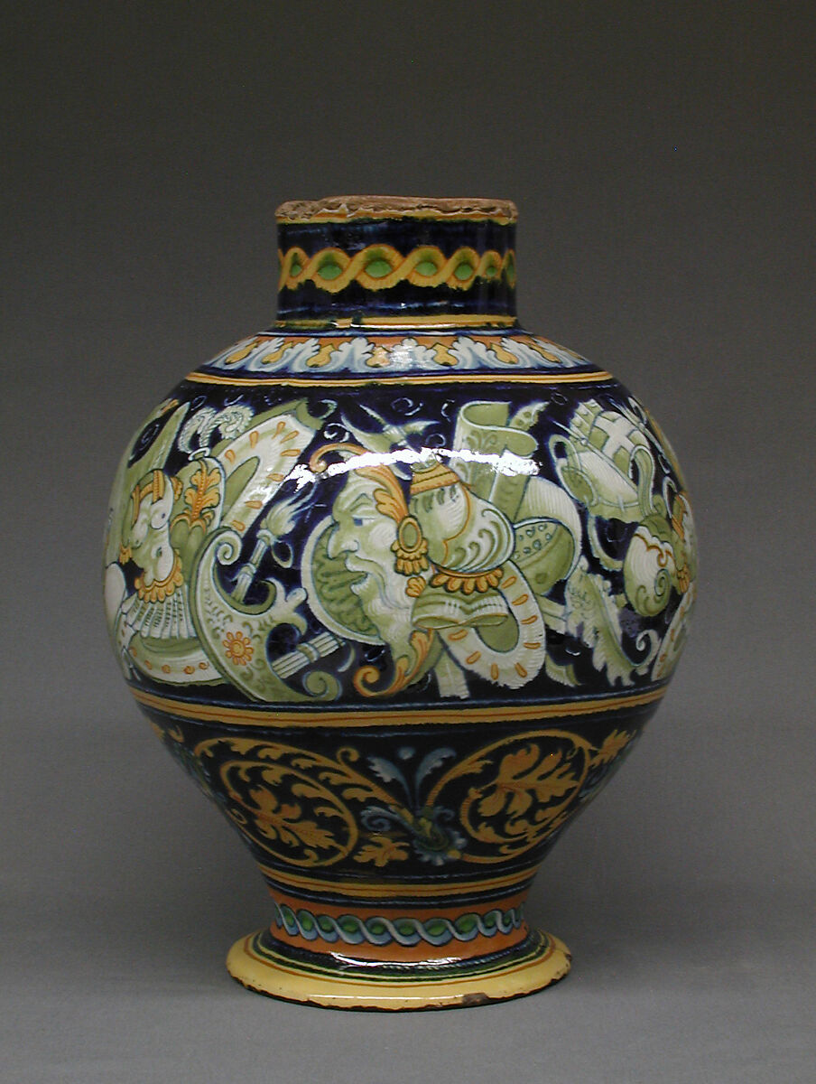 Vase, Maiolica (tin-glazed earthenware), Italian