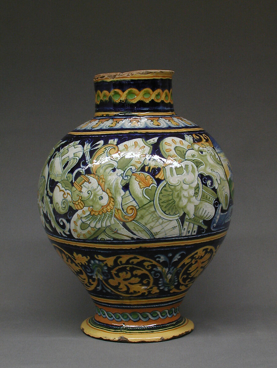 Vase, Maiolica (tin-glazed earthenware), Italian