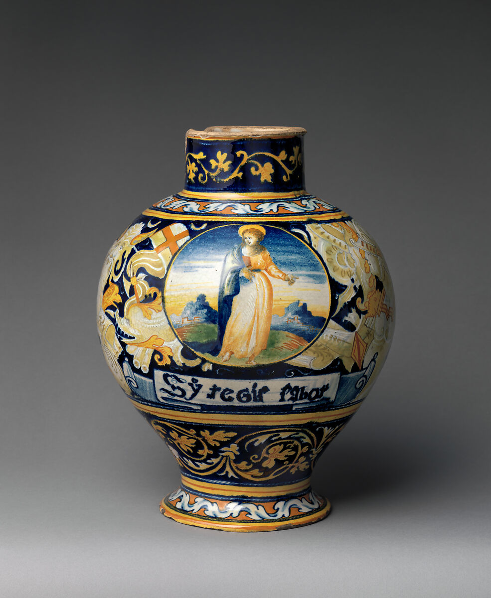 Vase, Maiolica (tin-glazed earthenware), Italian 