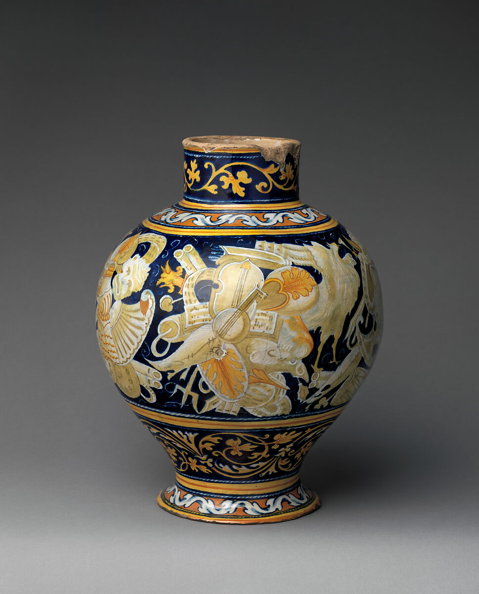 Vase, Maiolica (tin-glazed earthenware), Italian