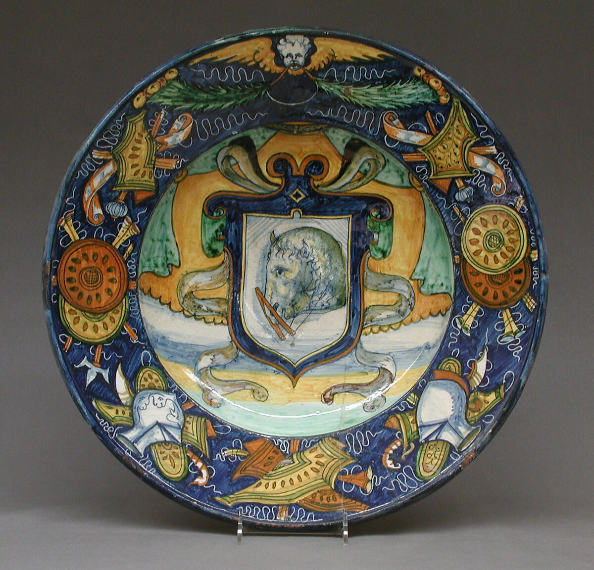 Dish, Maiolica (tin-glazed earthenware), Italian, Faenza 