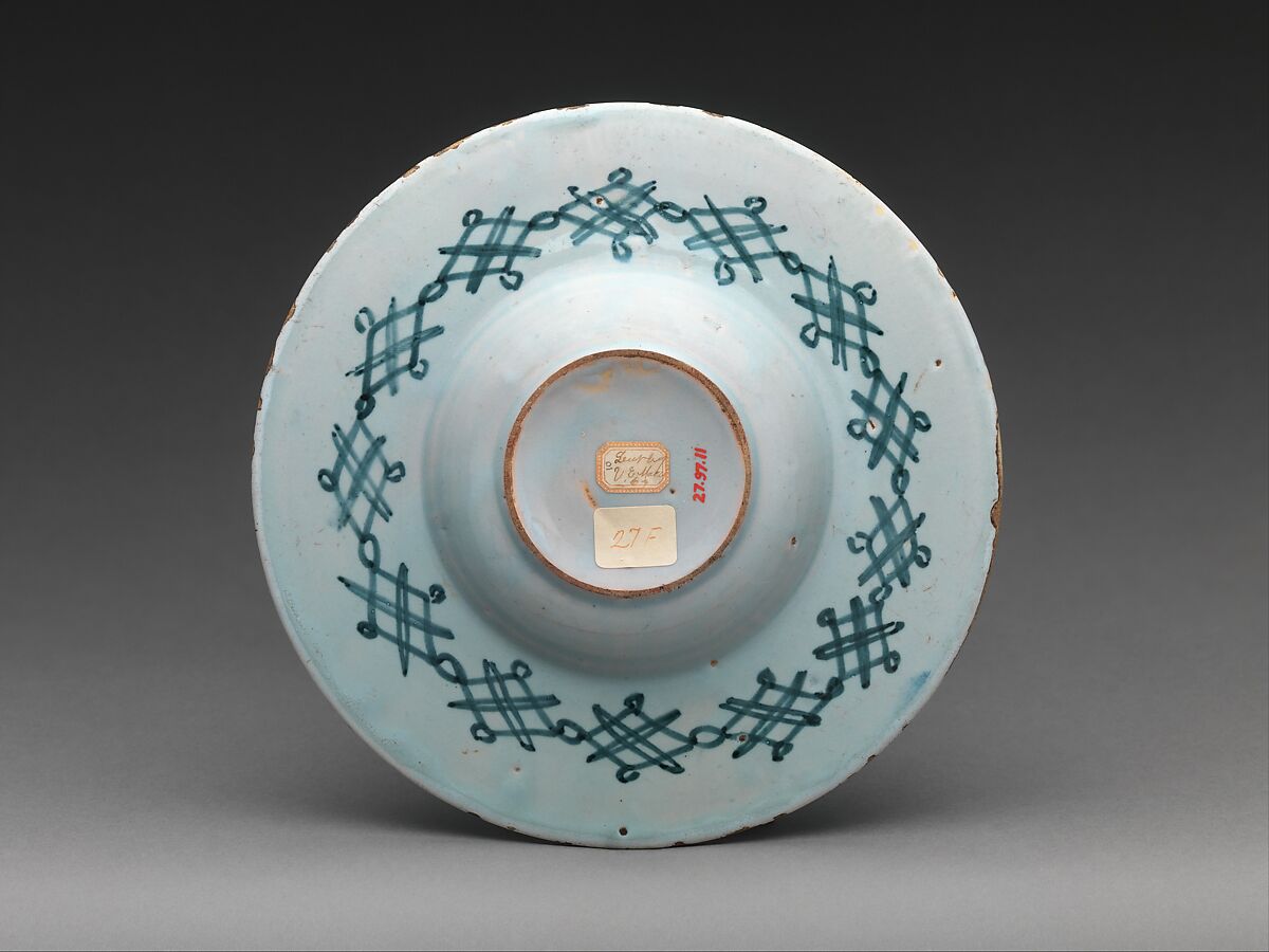 Wide-rimmed bowl, Possibly Jacopo da Pesaro (Italian, active Venice, 1507–ca. 1550)  , Venice, Maiolica (tin-glazed earthenware), Italian, probably Venice or environs
