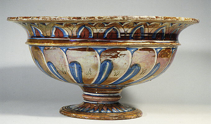 Bowl with Saint Nicholas of Tolentino, Maiolica (tin-glazed earthenware), lustered, Italian, Gubbio