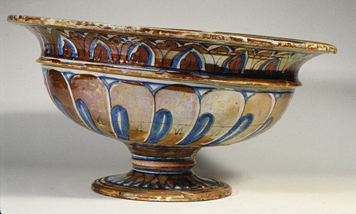 Bowl with Saint Nicholas of Tolentino, Maiolica (tin-glazed earthenware), lustered, Italian, Gubbio