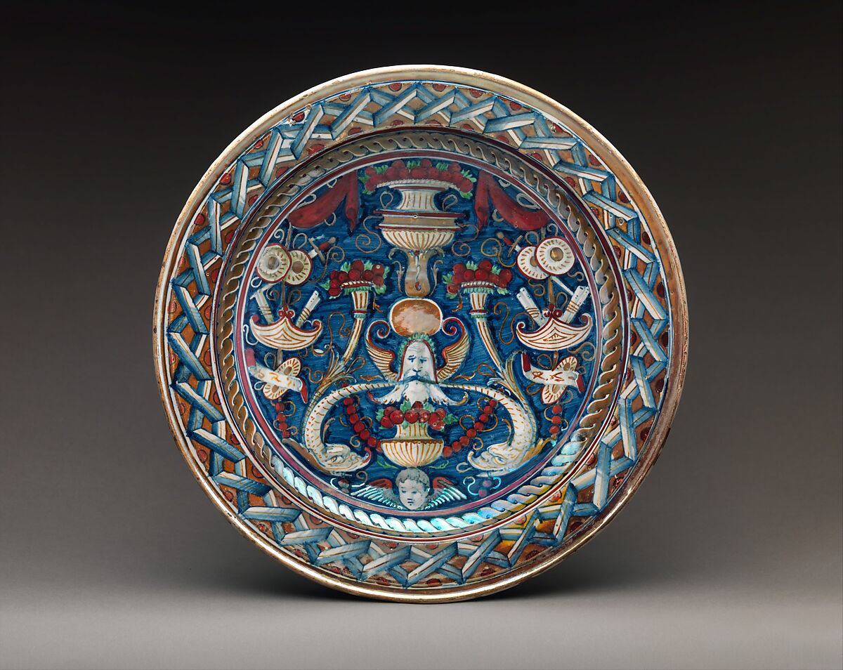 Dish, Workshop of Maestro Giorgio Andreoli (Italian (Gubbio), active first half of 16th century), Maiolica (tin-glazed earthenware), lustered, Italian, Gubbio 