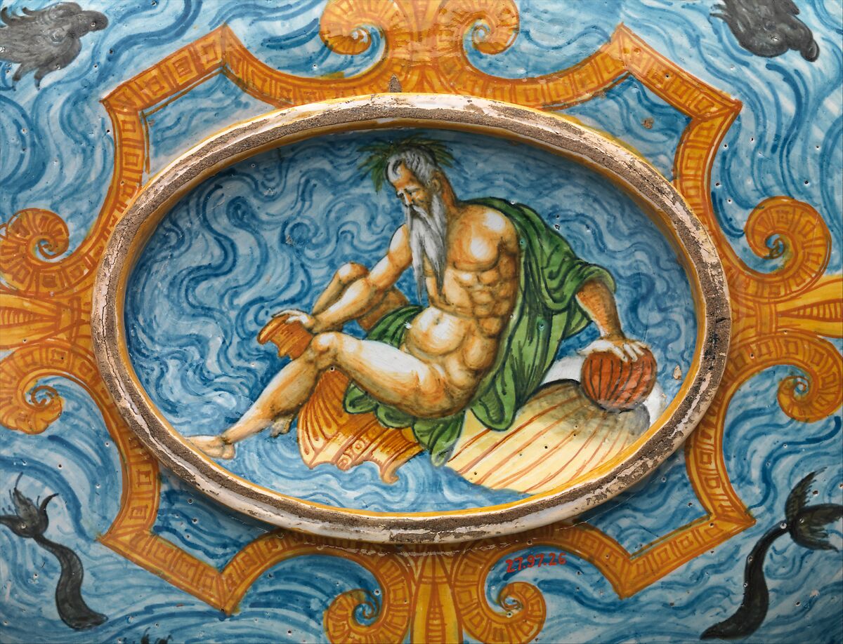 Basin or dish with The Gathering of Manna, Probably workshop of Antoine Conrade and his family, Maiolica (tin-glazed earthenware), probably French, Nevers