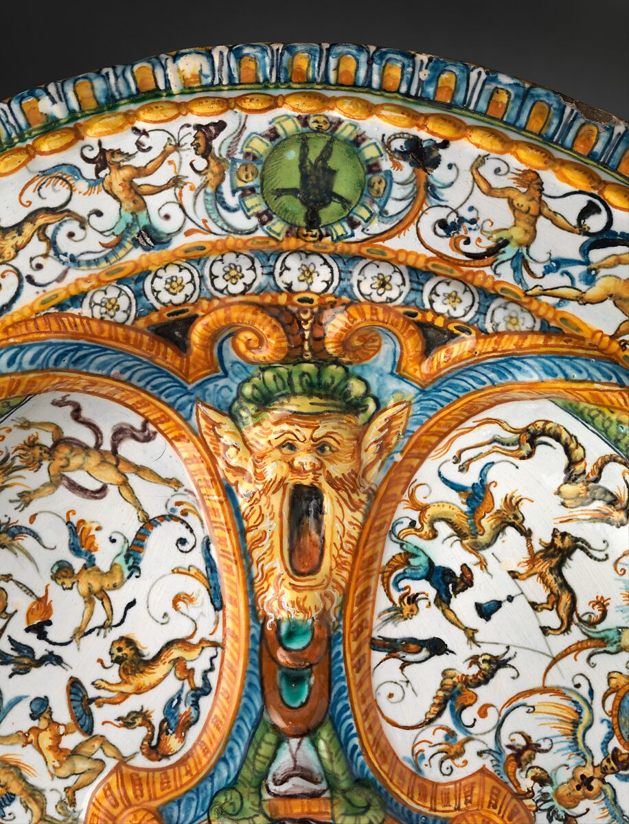 Basin or dish with The Gathering of Manna, Probably workshop of Antoine Conrade and his family, Maiolica (tin-glazed earthenware), probably French, Nevers