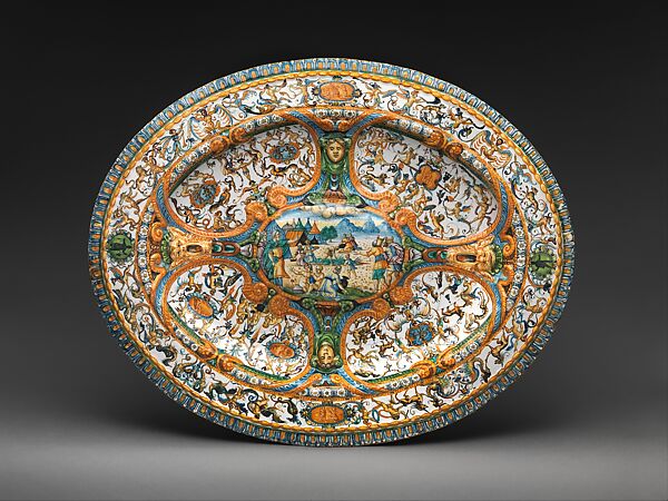 Basin or dish with The Gathering of Manna