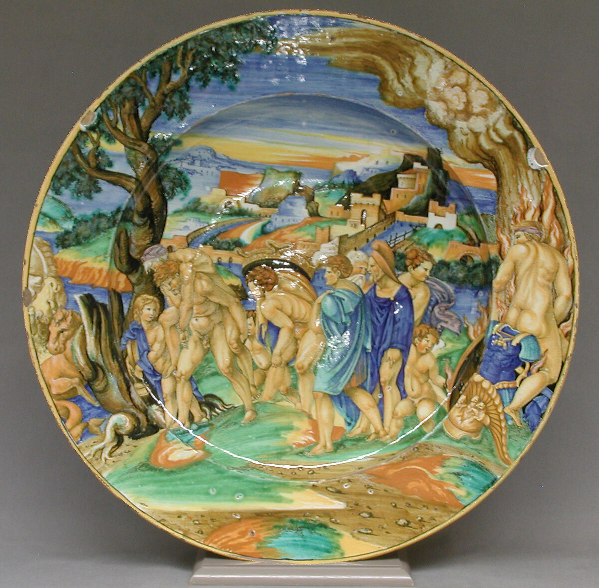 Dish, Follower of Fra Xanto Avelli da Rovigo (ca. 1486–1582), Maiolica (tin-glazed earthenware), Italian, Urbino 