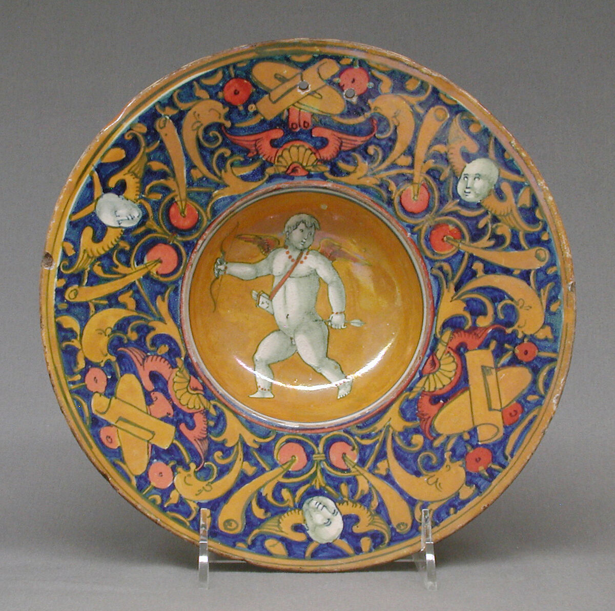 Dish (one of a pair), Style of Maestro Giorgio Andreoli (Italian (Gubbio), active first half of 16th century), Maiolica (tin-glazed earthenware), lustered, Italian, Gubbio 