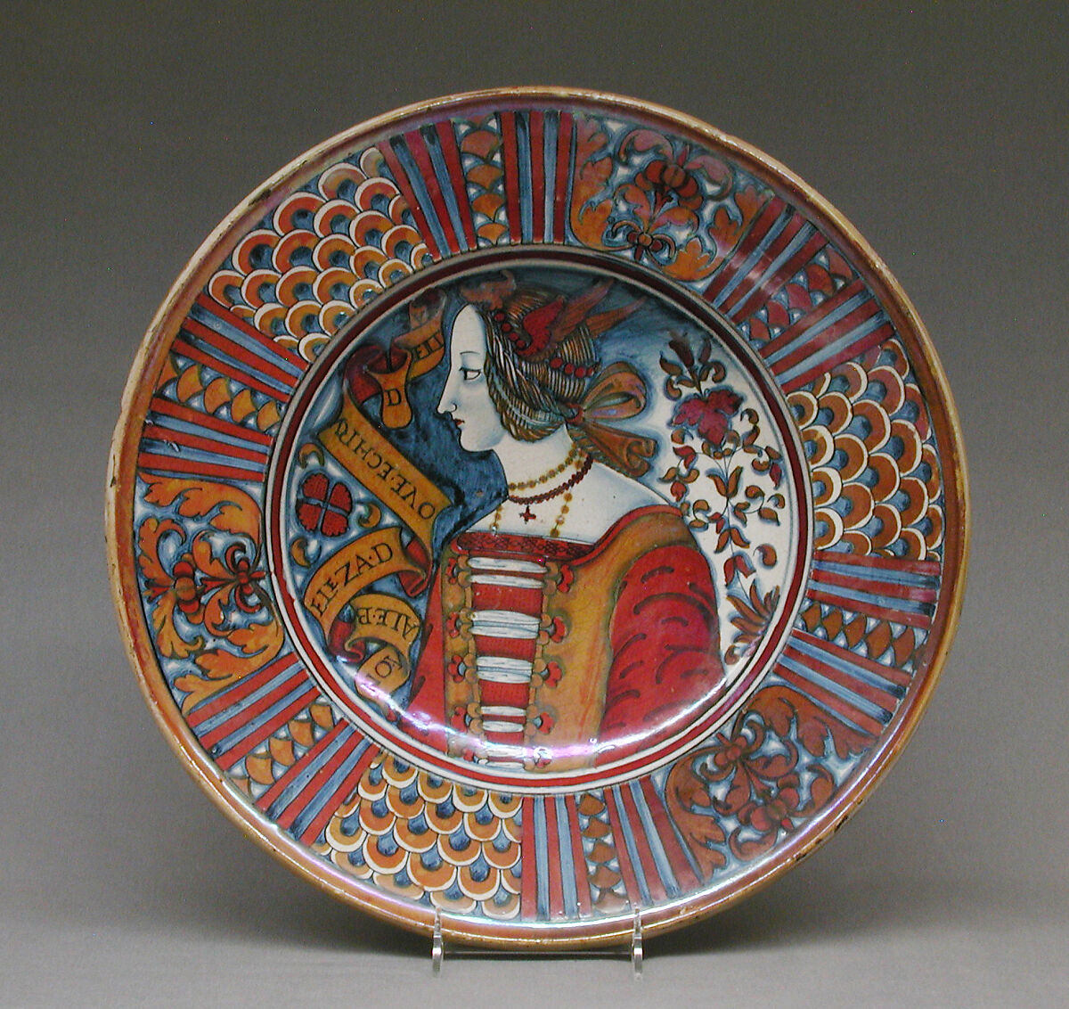 Dish, Tin-glazed earthenware, lustered, Italian, Deruta 