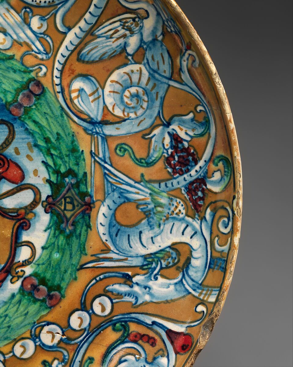 Armorial bowl, Workshop of Maestro Giorgio Andreoli (Italian (Gubbio), active first half of 16th century), Maiolica (tin-glazed earthenware), lustered, Italian, Gubbio