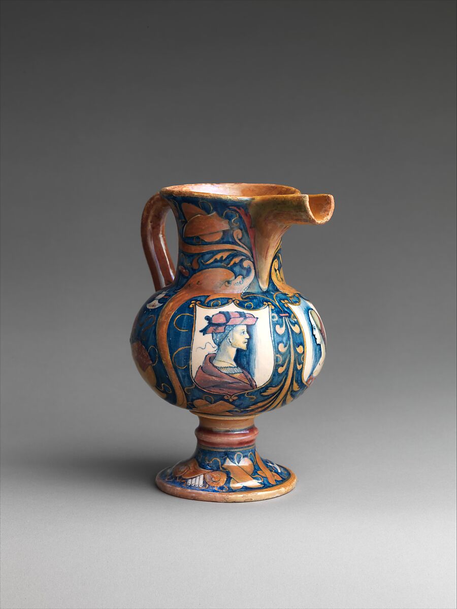 Ewer, Workshop of Maestro Giorgio Andreoli (Italian (Gubbio), active first half of 16th century), Maiolica (tin-glazed earthenware), lustered, Italian, Gubbio