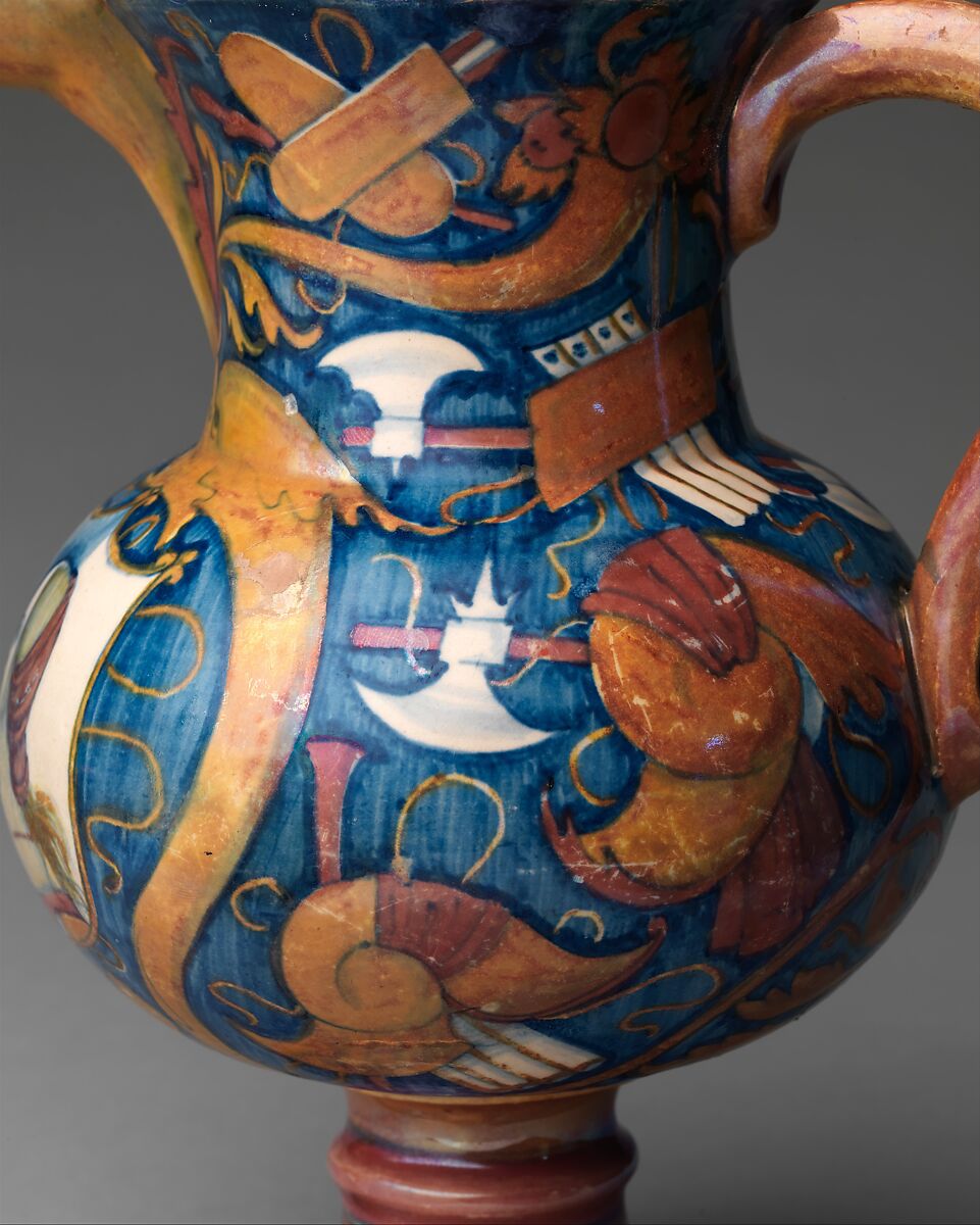 Ewer, Workshop of Maestro Giorgio Andreoli (Italian (Gubbio), active first half of 16th century), Maiolica (tin-glazed earthenware), lustered, Italian, Gubbio