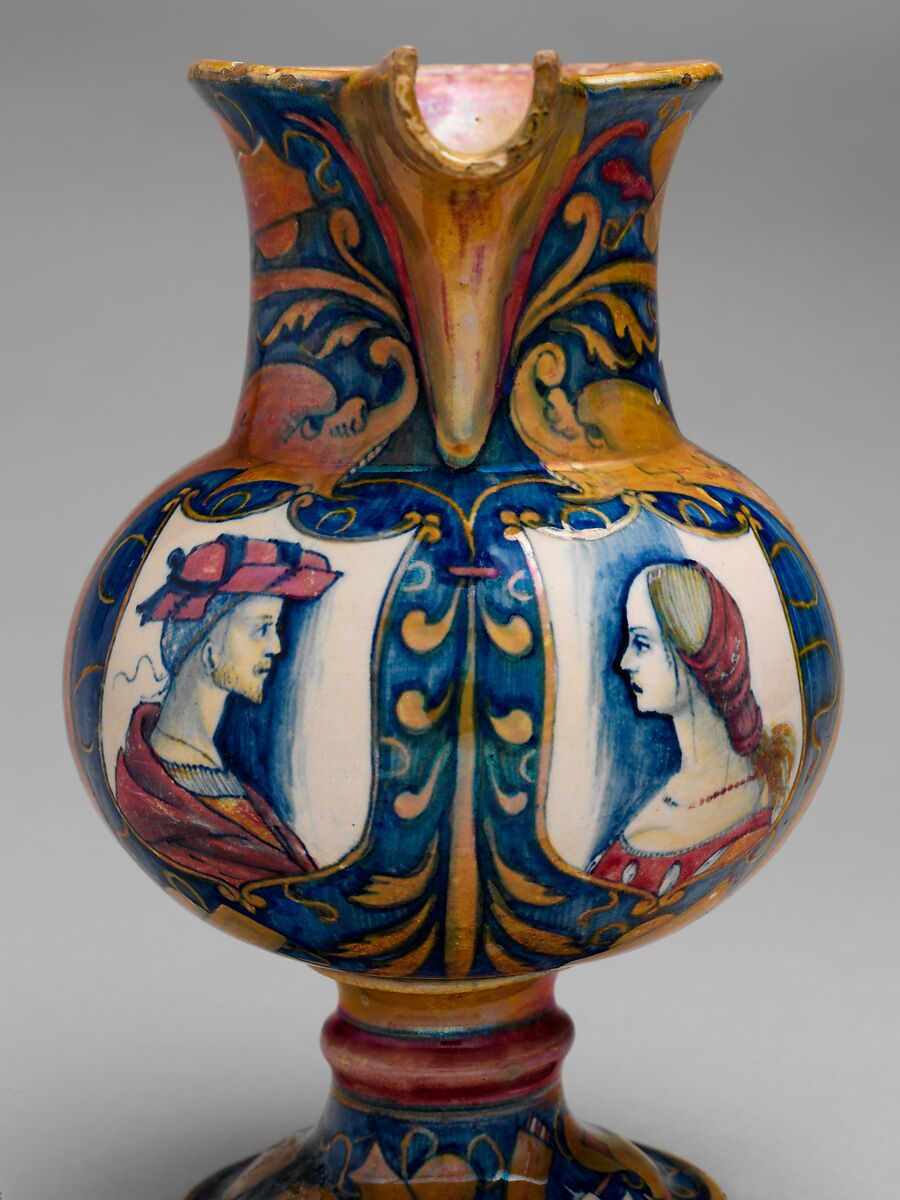 Ewer, Workshop of Maestro Giorgio Andreoli (Italian (Gubbio), active first half of 16th century), Maiolica (tin-glazed earthenware), lustered, Italian, Gubbio