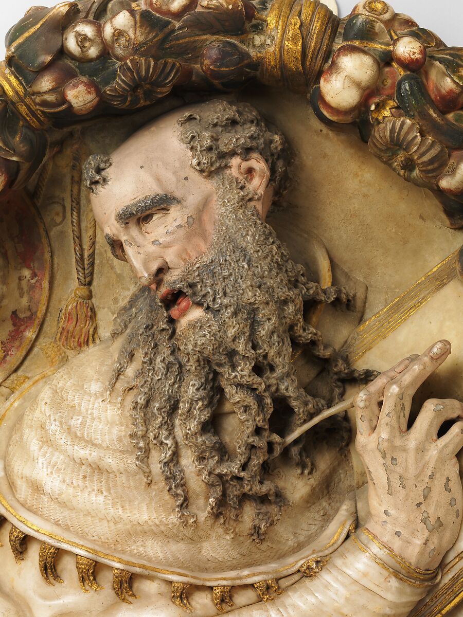 Saint Jerome (one of a pair), Alabaster, painted and gilt, Spanish, possibly Aragon