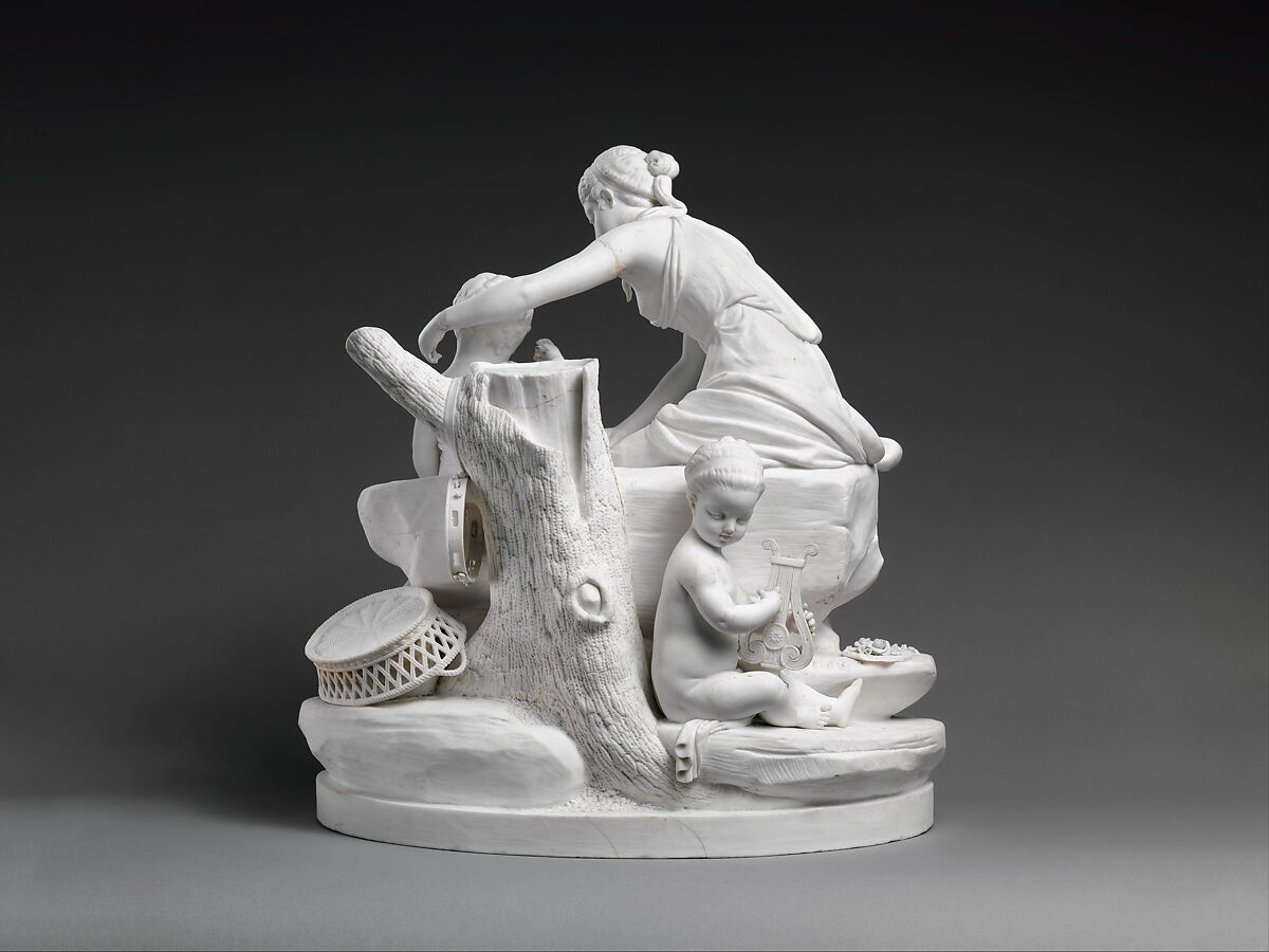 Seated woman and the infant Hercules, Dihl et Guérhard (French, 1781–ca. 1824) (Manufacture de Monsieur Le Duc d’Angoulême, until 1789), Hard-paste biscuit porcelain, French, Paris