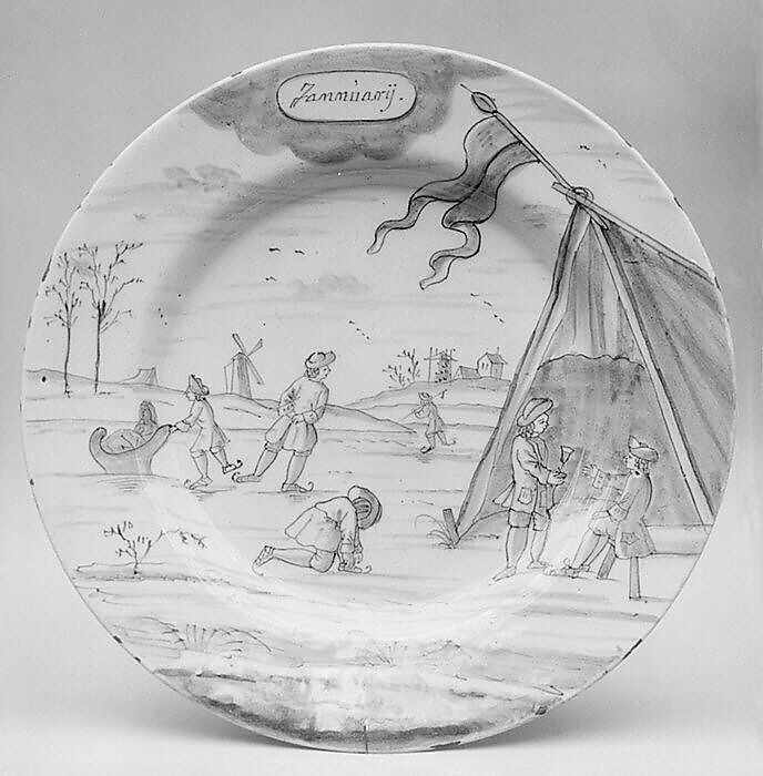 Plate (part of a set), De Porceleyne Bijl, Tin-glazed earthenware, Dutch, Delft 