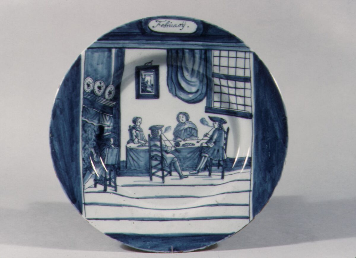 Plate (part of a set), De Porceleyne Bijl, Tin-glazed earthenware, Dutch, Delft 