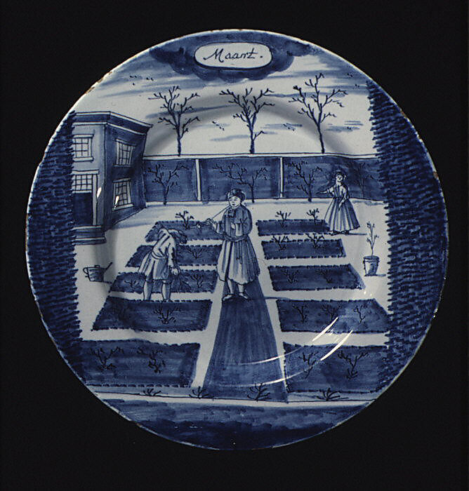 Plate (part of a set), De Porceleyne Bijl, Tin-glazed earthenware, Dutch, Delft 