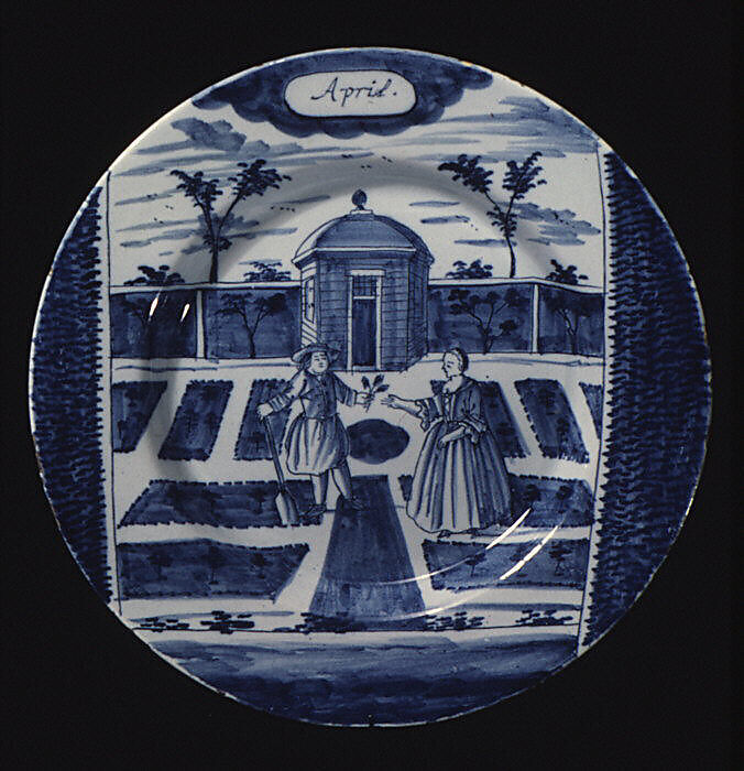 Plate (part of a set), De Porceleyne Bijl, Tin-glazed earthenware, Dutch, Delft 