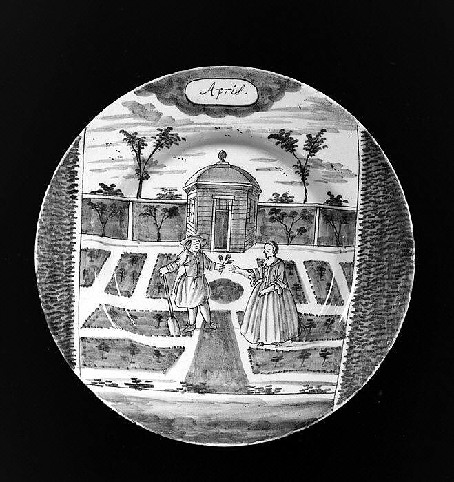 Plate (part of a set), De Porceleyne Bijl, Tin-glazed earthenware, Dutch, Delft
