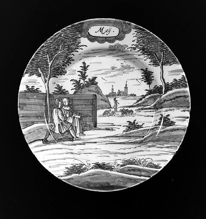Plate (part of a set), De Porceleyne Bijl, Tin-glazed earthenware, Dutch, Delft