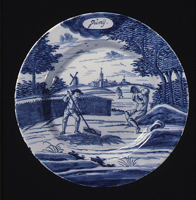 Plate (part of a set), De Porceleyne Bijl, Tin-glazed earthenware, Dutch, Delft 