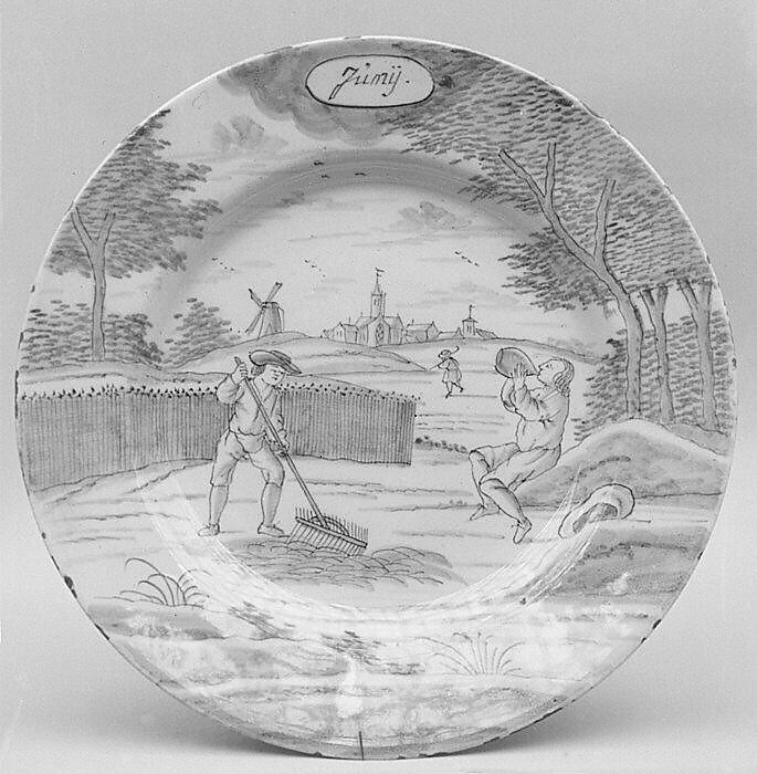 Plate (part of a set), De Porceleyne Bijl, Tin-glazed earthenware, Dutch, Delft