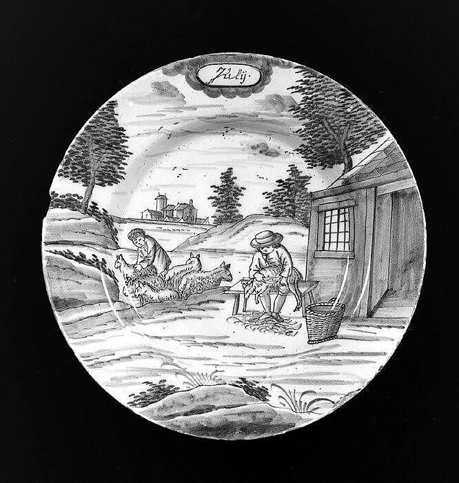 Plate (part of a set), De Porceleyne Bijl, Tin-glazed earthenware, Dutch, Delft