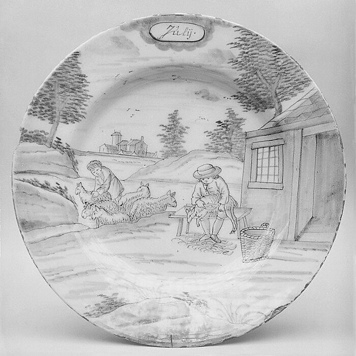Plate (part of a set), De Porceleyne Bijl, Tin-glazed earthenware, Dutch, Delft