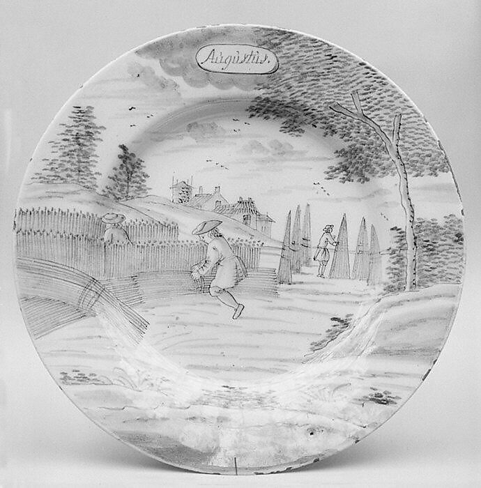 Plate (part of a set), De Porceleyne Bijl, Tin-glazed earthenware, Dutch, Delft 