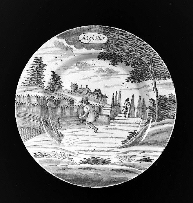 Plate (part of a set), De Porceleyne Bijl, Tin-glazed earthenware, Dutch, Delft