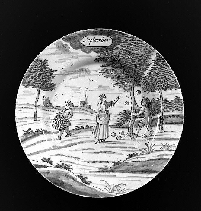 Plate (part of a set), De Porceleyne Bijl, Tin-glazed earthenware, Dutch, Delft