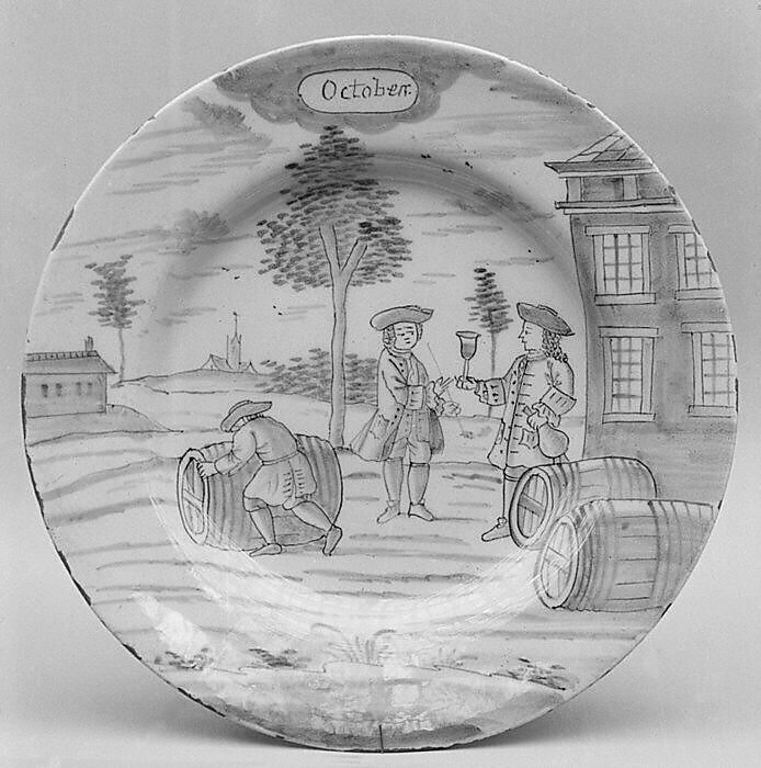 Plate (part of a set), De Porceleyne Bijl, Tin-glazed earthenware, Dutch, Delft 