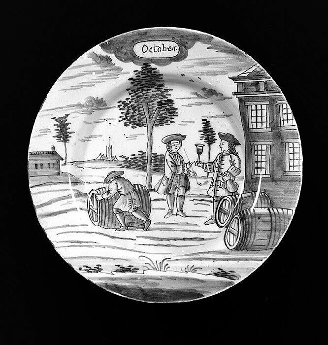 Plate (part of a set), De Porceleyne Bijl, Tin-glazed earthenware, Dutch, Delft