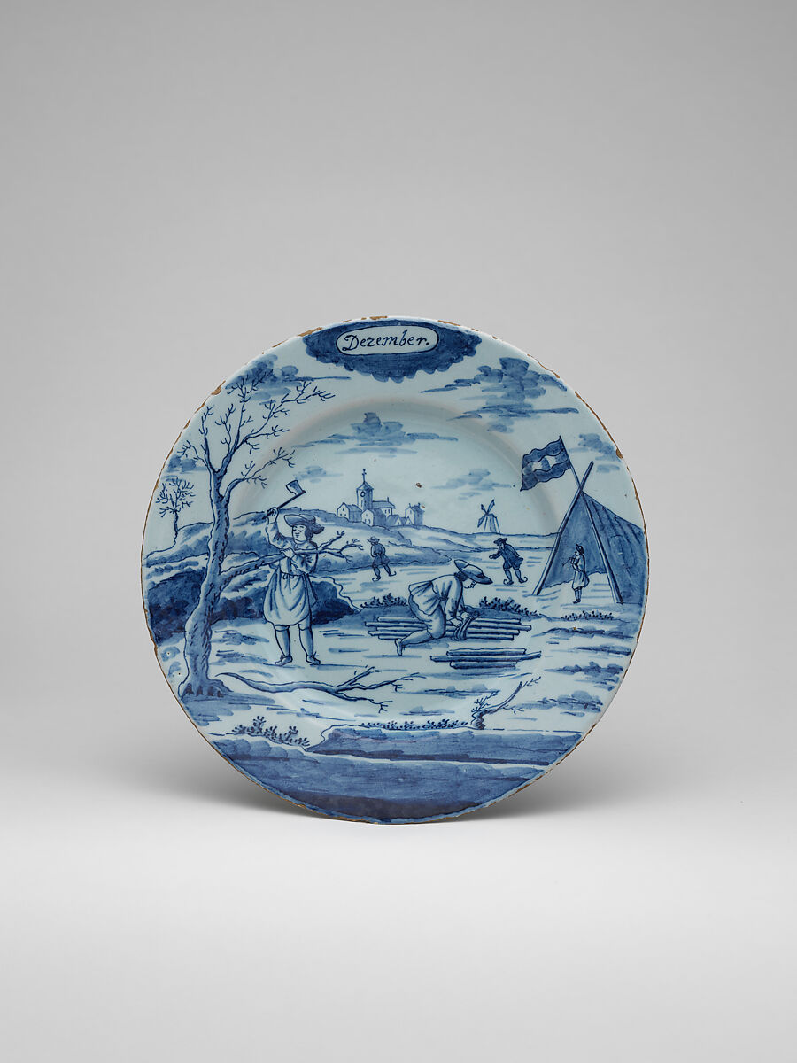 Plate (part of a set), De Porceleyne Bijl, Tin-glazed earthenware, Dutch, Delft 