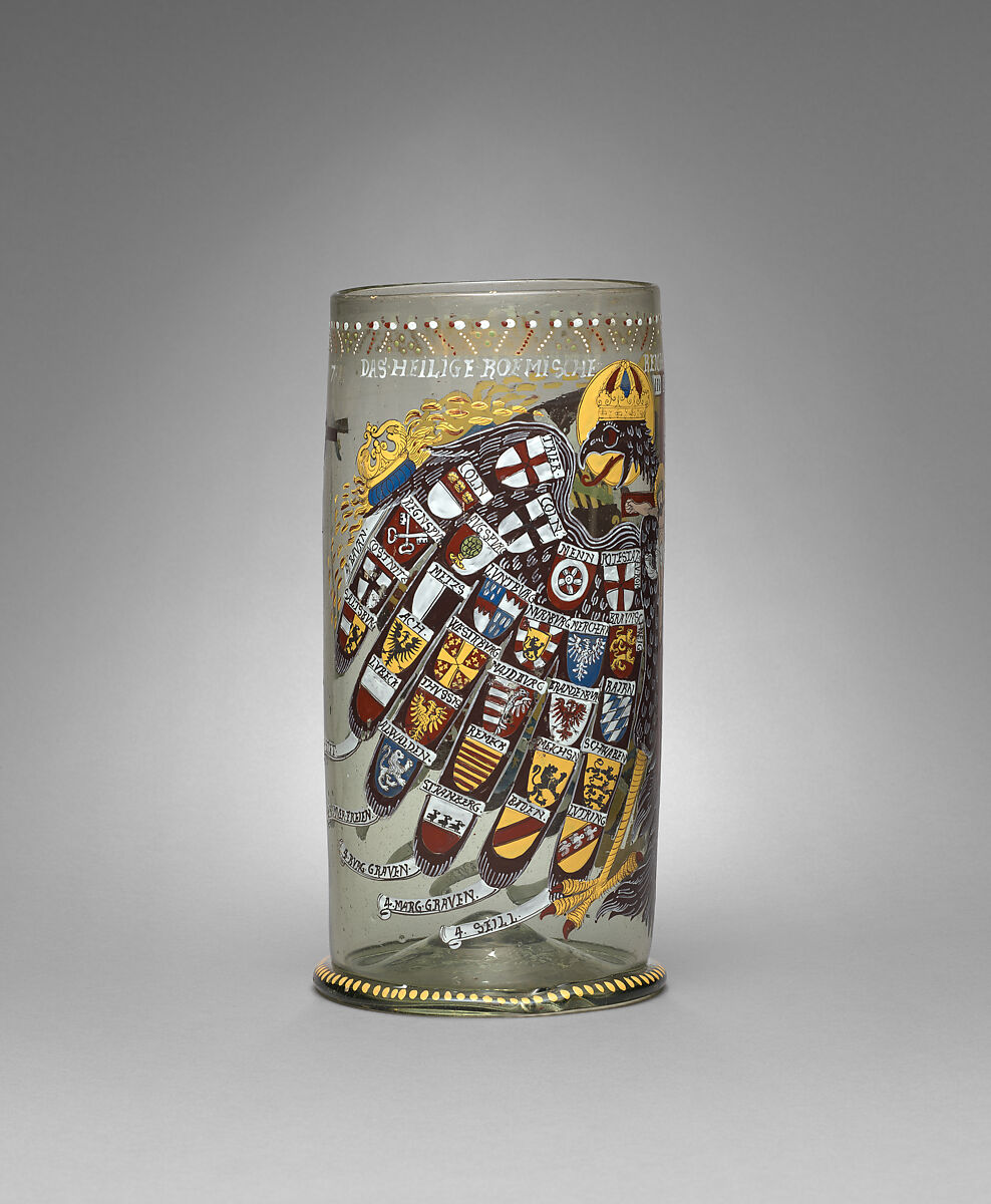 Beaker (Reichsadler Humpen), Enameled glass, Bohemian